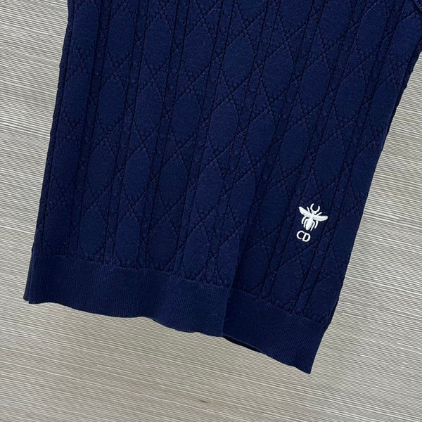 CD 25 Hollow Knitted Vest Blue Silk Wool