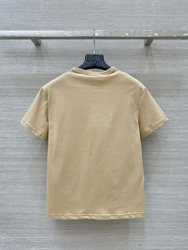 Gucci 25 Print Round Neck Short-sleeved T-shirt Light Camel Cotton