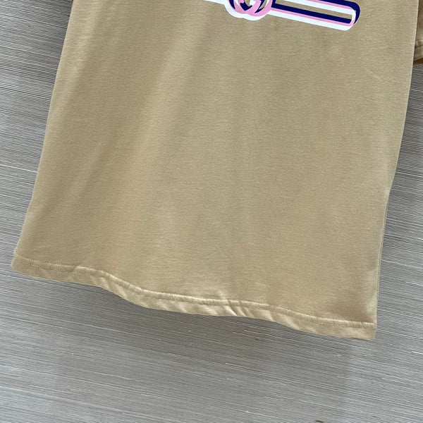 Gucci 25 Print Round Neck Short-sleeved T-shirt Light Camel Cotton