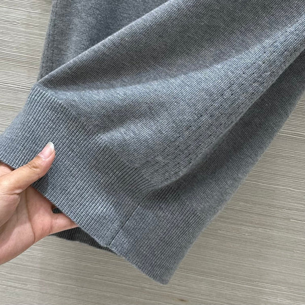 Miu Miu 25 Polo Collar Maglia a maniche corte Grigio rosso Tencel