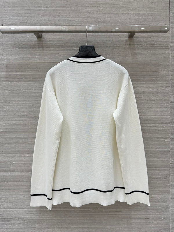Gucci 25 V-neck Long Knitted Cardigan White Wool