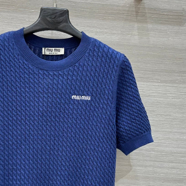 Miu Miu 25 Knitted Top Blue Wool