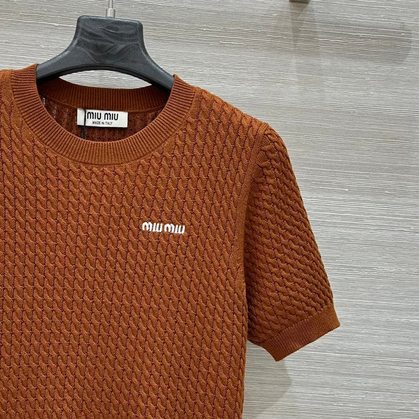 Miu Miu 25 Knitted Top Brown Wool