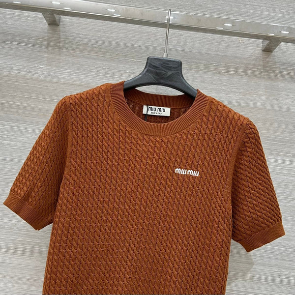 Miu Miu 25 Knitted Top Brown Wool