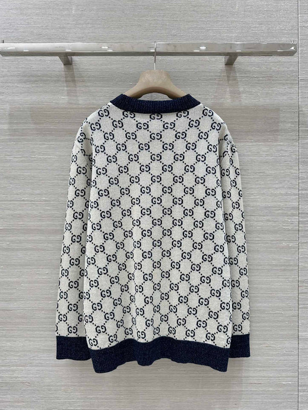 Gucci 2025 GG Cardigan Blue Gray Cotton