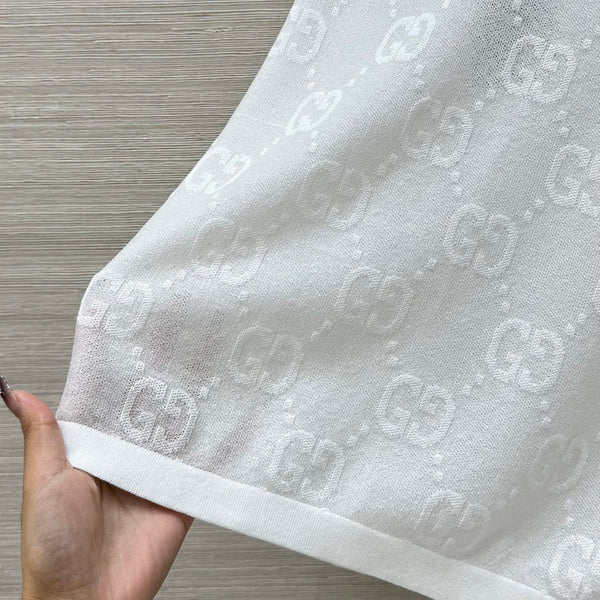 Gucci 25 Mesh Vest Top White Tencel