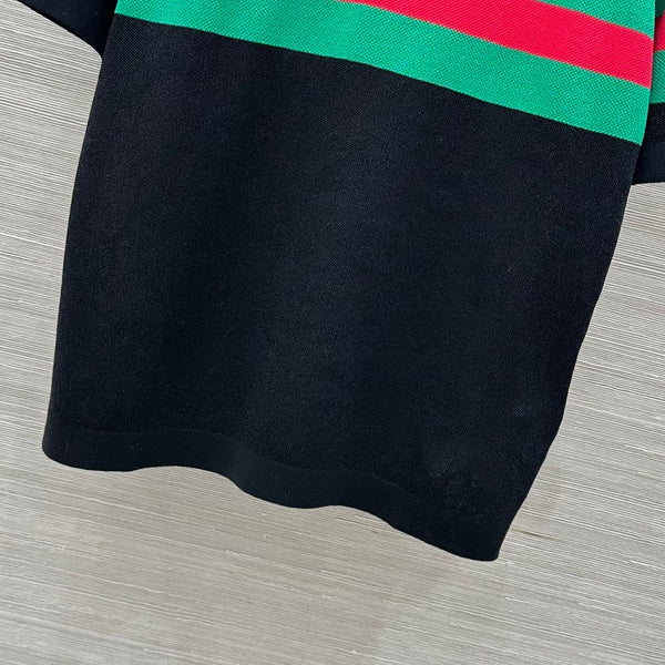 Gucci 25 Mesh Short-sleeved Top Black Tencel