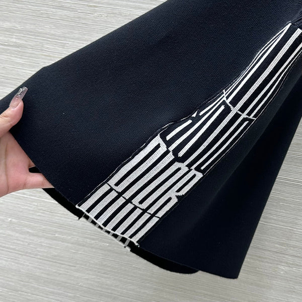 CD 25 Canotta in maglia ricamata nera in poliestere e cotone