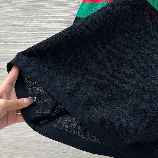 Gucci 25 Embroidered Jacquard Mesh Vest Top Black Tencel