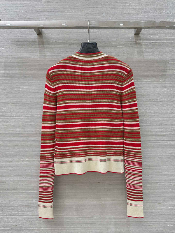 Fendi 25 Knitted Small Cardigan Red Silk Cotton