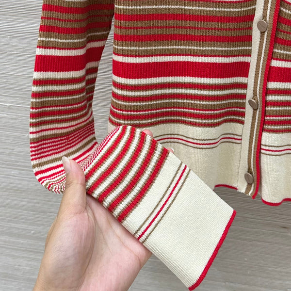 Fendi 25 Knitted Small Cardigan Red Silk Cotton