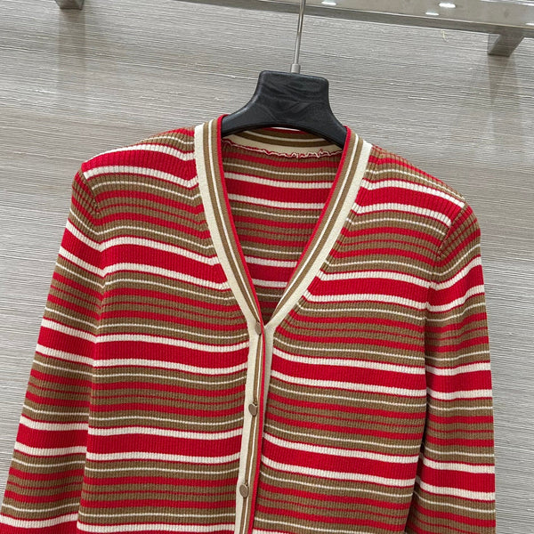 Fendi 25 Knitted Small Cardigan Red Silk Cotton