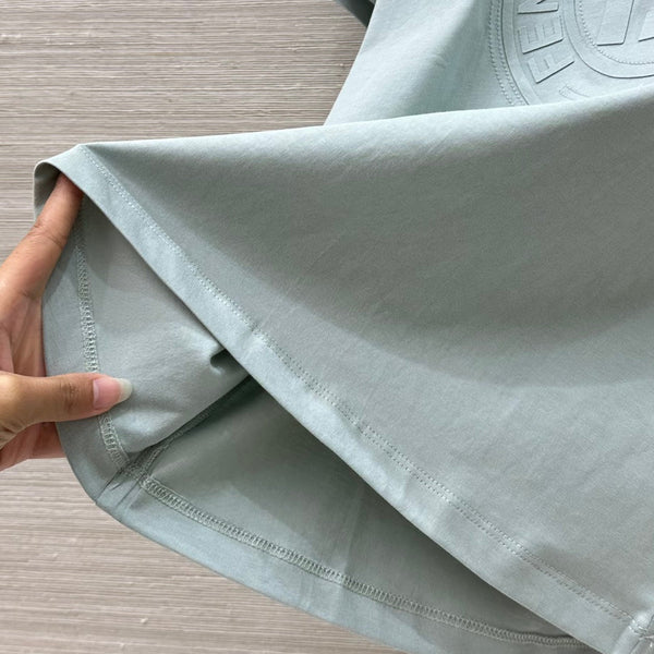 Fendi 25 Embossed Letter T-shirt Ice blue Cotton