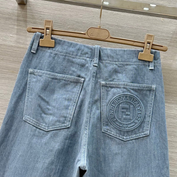 Fendi 25 Straight Jeans Haze Blue Cotton