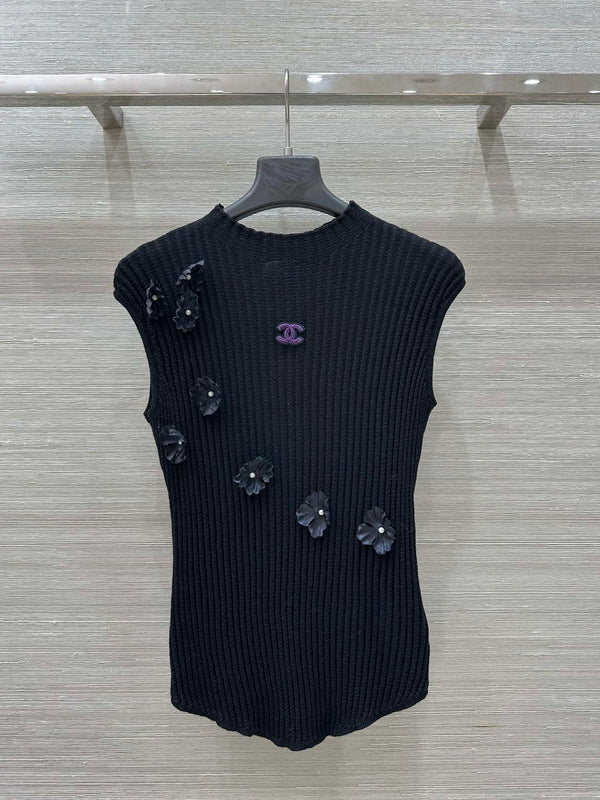 CC 25 Set de fleurs en laine acrylique noire