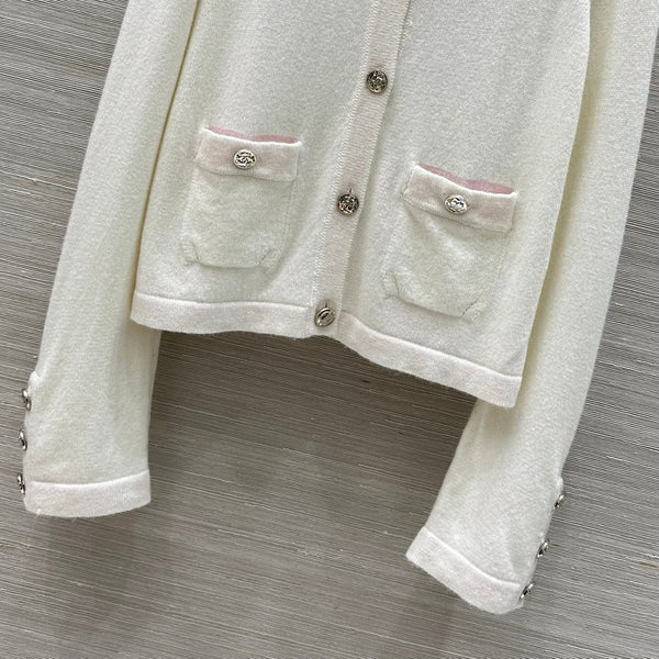 CC 25 Cardigan Cachemire Blanc
