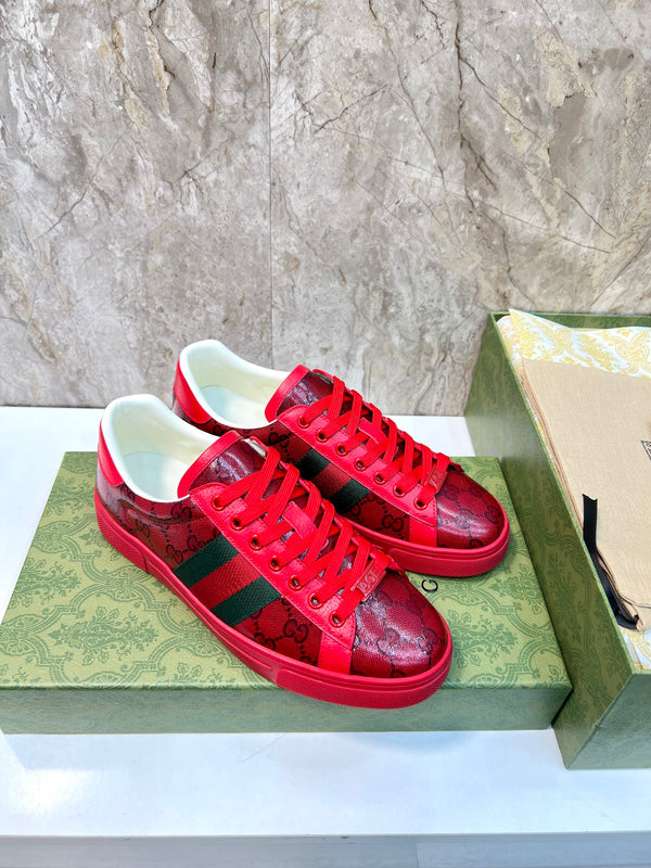 GG Men's ACE Sneaker Red Calfskin 525959