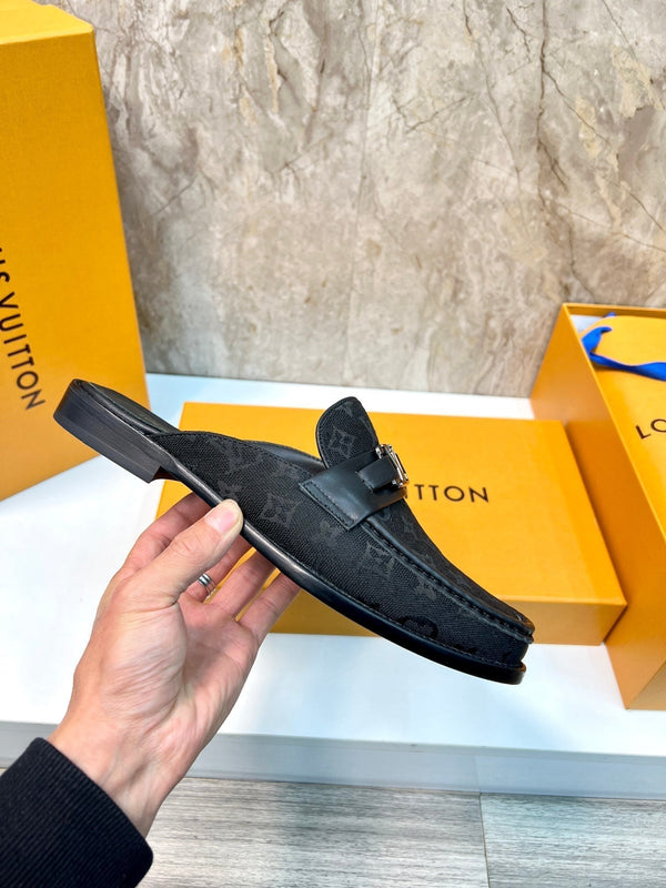 LV EASY MULE BLACK MONOGRAM CANVAS