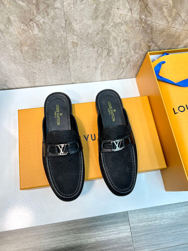 LV EASY MULE BLACK MONOGRAM CANVAS