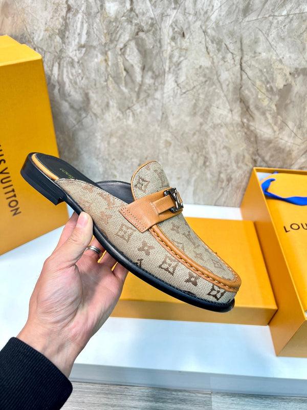 LV EASY MULE BEIGE CREAM MONOGRAM CANVAS