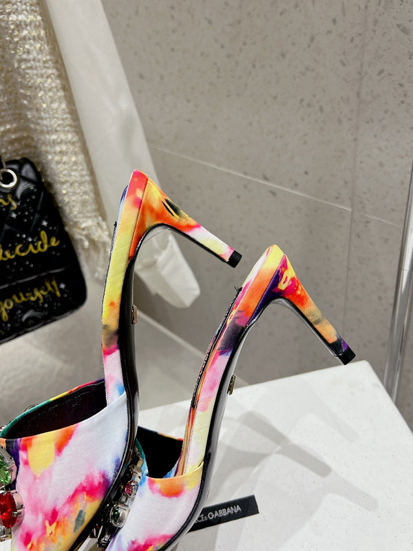 DC Keira Floral Mules 60mm Multicolor Brocade And Sheepskin 359517