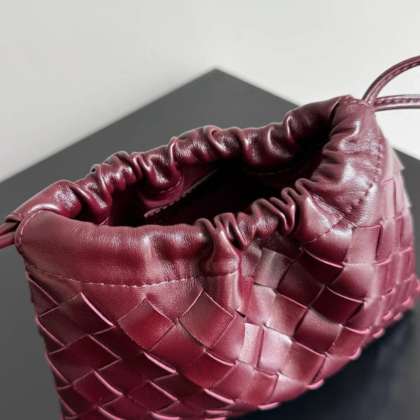 BV Small Dustbag 21cm Madder Brown Red Intrecciato Calfskin Leather