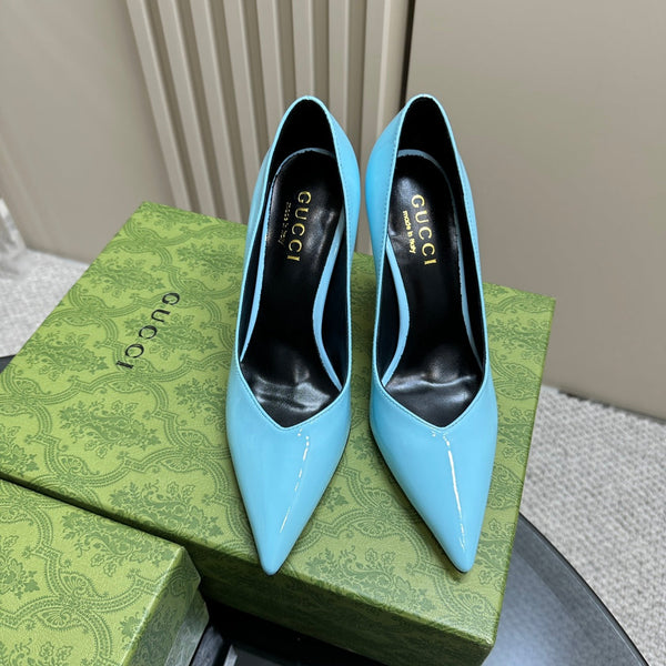 DÉCOLLETÉ CON TACCO ALTO GG 105 IN PELLE DI AGNELLO CIELO