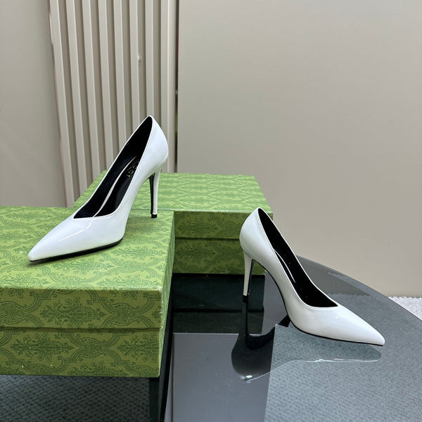 GG 105 HIGH HEEL PUMP WHITE LAMBSKIN