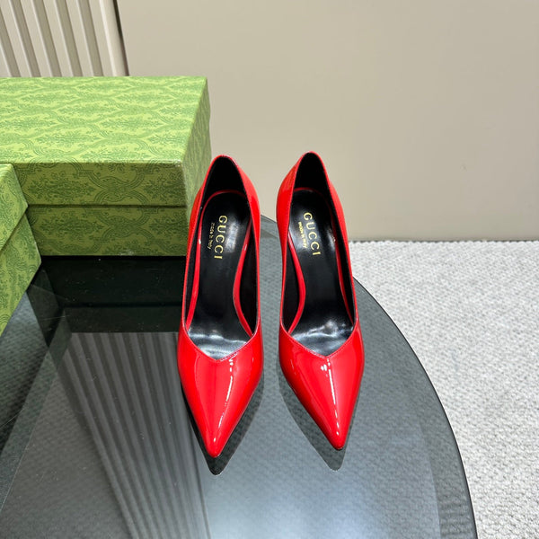 DÉCOLLETÉ CON TACCO ALTO GG 105 IN PELLE DI AGNELLO COLOR CARAMELLO