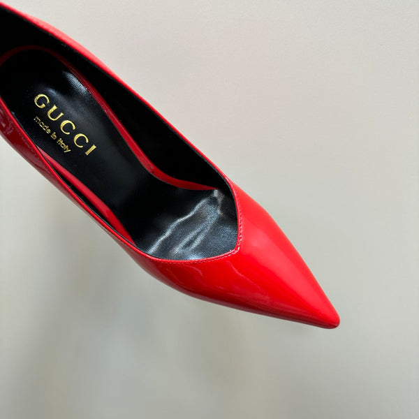 DÉCOLLETÉ CON TACCO ALTO GG 105 IN PELLE DI AGNELLO COLOR CARAMELLO