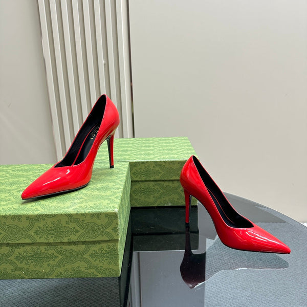 DÉCOLLETÉ CON TACCO ALTO GG 105 IN PELLE DI AGNELLO COLOR CARAMELLO