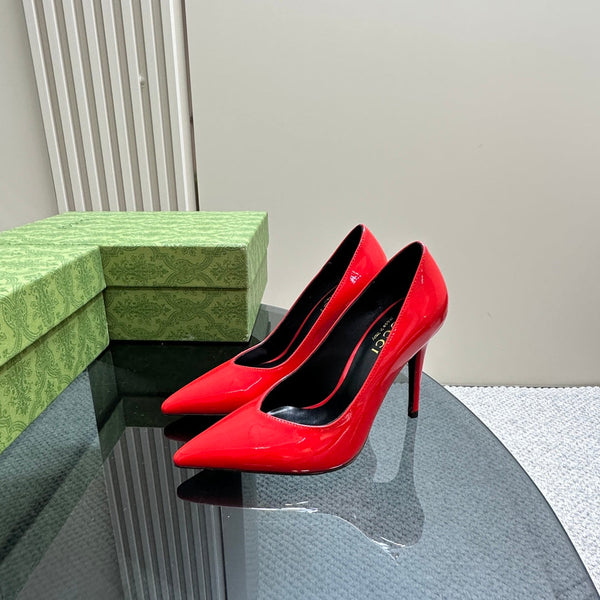 DÉCOLLETÉ CON TACCO ALTO GG 105 IN PELLE DI AGNELLO COLOR CARAMELLO