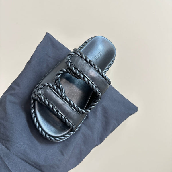 jack flat mule black lambskin