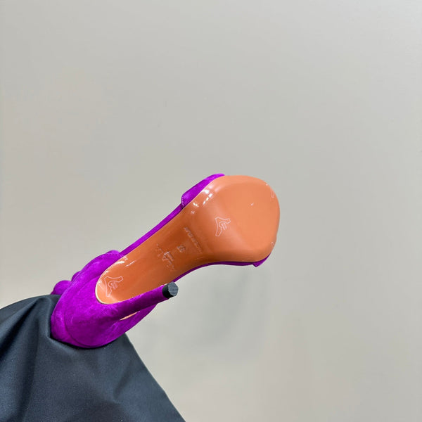 ALAIA HIGH HEEL SANDAL 10 CM IN MAGENTA PINK SUEDE