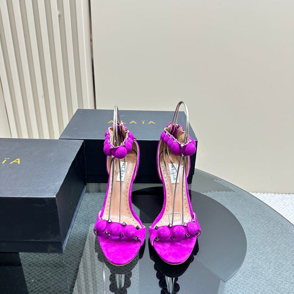 ALAIA HIGH HEEL SANDAL 10 CM IN MAGENTA PINK SUEDE