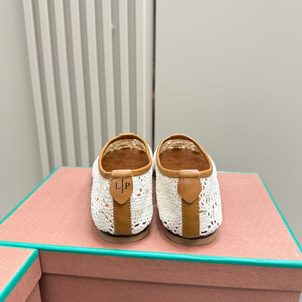 floaty flat mocassin sliper white fabric