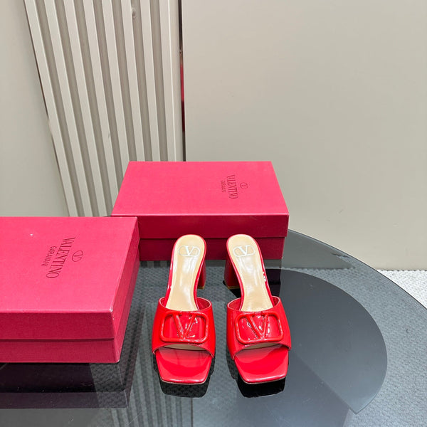 Vogo Signature High Shine Open Toe Sandals In Red Glossy Lambskin 839831