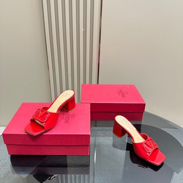 Vogo Signature High Shine Open Toe Sandals In Red Glossy Lambskin 839831