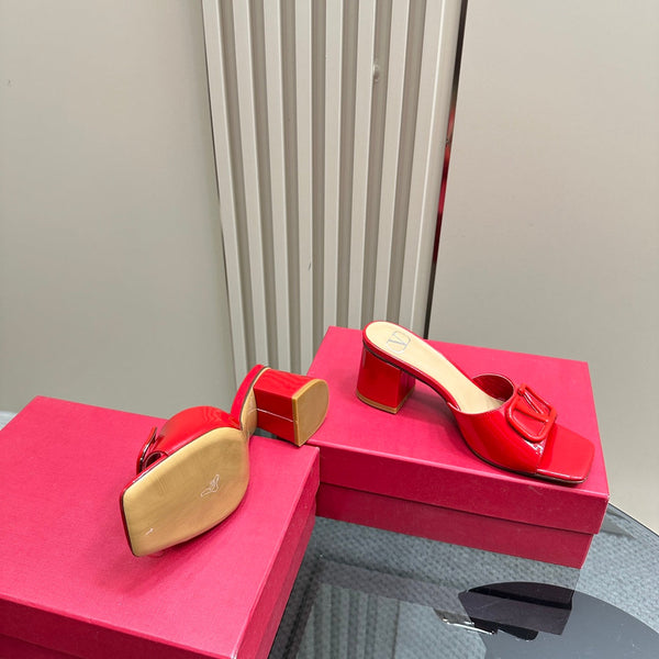 Vogo Signature High Shine Open Toe Sandals In Red Glossy Lambskin 839831