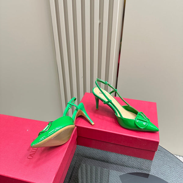 DÉCOLLETÉ SLINGBACK IN VERNICE VERDE SMERALDO VLOGO SIGNATURUE 80MM