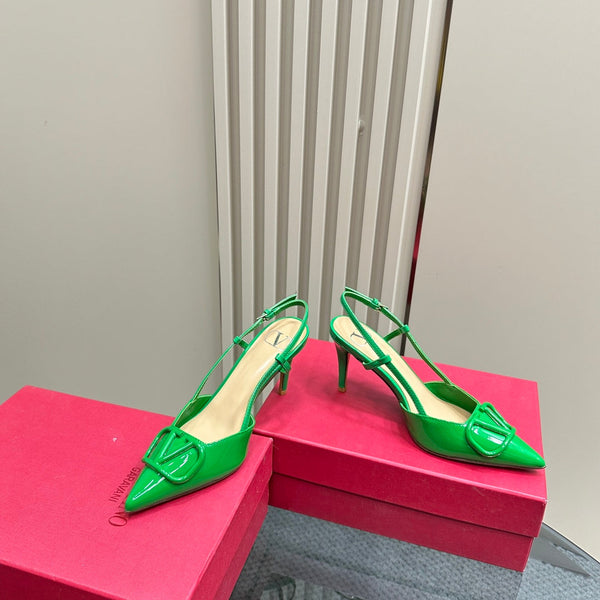 DÉCOLLETÉ SLINGBACK IN VERNICE VERDE SMERALDO VLOGO SIGNATURUE 80MM