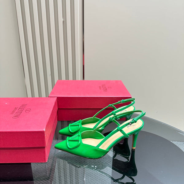 DÉCOLLETÉ SLINGBACK IN VERNICE VERDE SMERALDO VLOGO SIGNATURUE 80MM