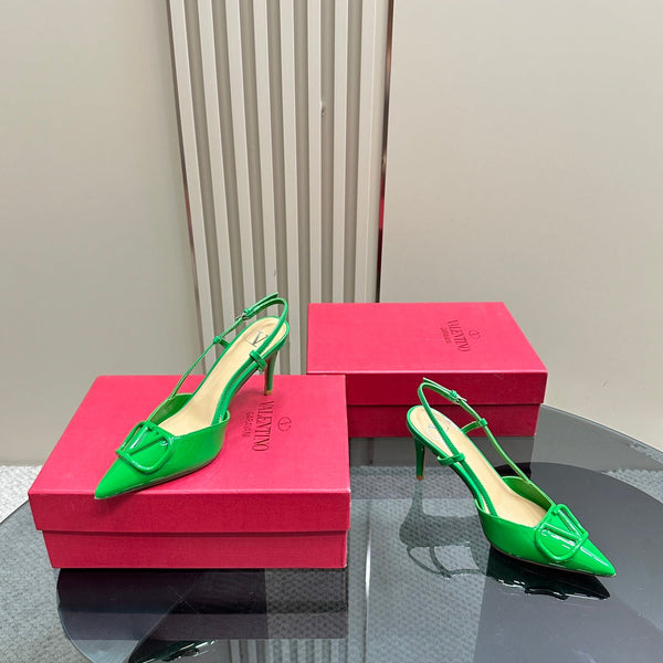 DÉCOLLETÉ SLINGBACK IN VERNICE VERDE SMERALDO VLOGO SIGNATURUE 80MM