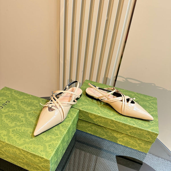 SLINGBACK CON CINTURINO INCROCIATO IN PELLE DI VITELLO BEIGE TAN