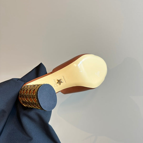 CD Icon Heeled Slide 95mm Brown Calfskin