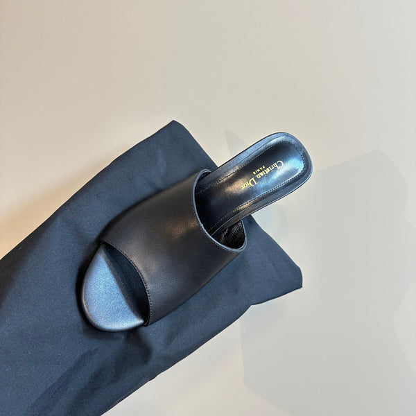 CD Icon Heeled Slide 95mm Black Calfskin