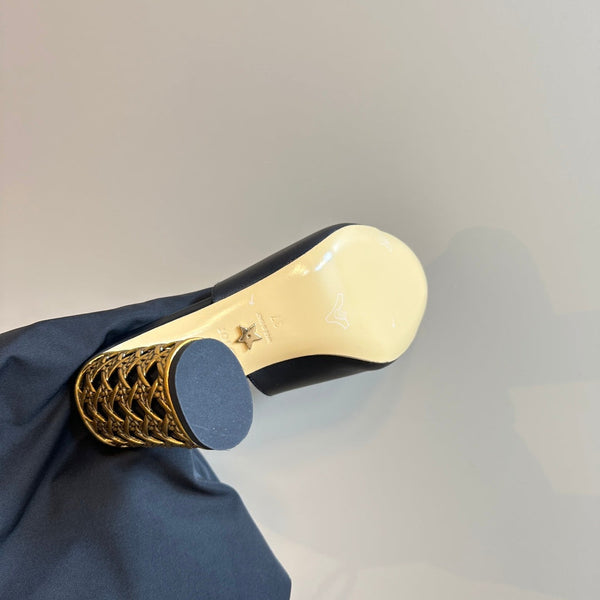 CD Icon Heeled Slide 95mm Black Calfskin