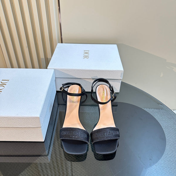 CD Dway Heeled Sandal 105mm Black Silk And Lambskin