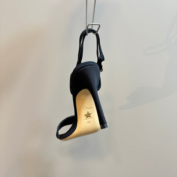 CD Dway Heeled Sandal 105mm Black Silk And Lambskin