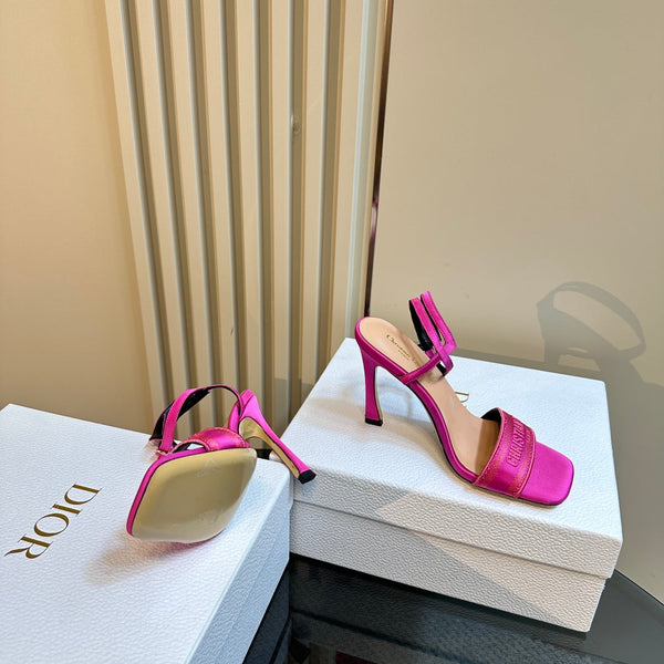 CD Dway Heeled Sandal 105mm Dark Pink Silk And Lambskin